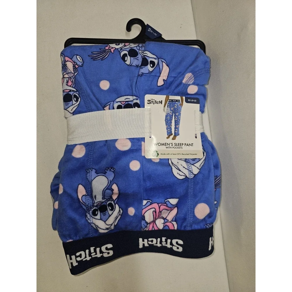 DISNEY STITCH WOMEN'S PAJAMA PJ's Sleep PANTS / Pockets Velour XS - Picture 3 of 3